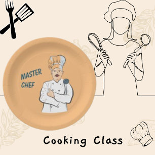 Master Chef Personalized and Vintage Cook Photo Paper Plate
