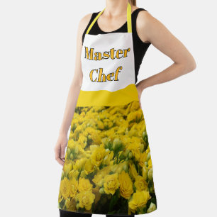 Master Chef Yellow Floral Background Bright Flower Apron