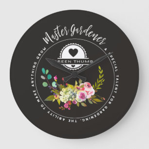 Master Gardener, Gardening Gifts. Green Thumb Large Clock