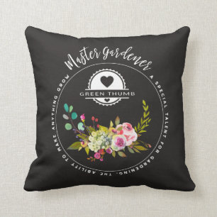 Master Gardener, Gardening Gifts. Green Thumb Throw Pillow