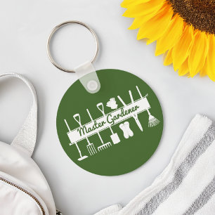 Master Gardener Simple Modern Forest Green Keychain