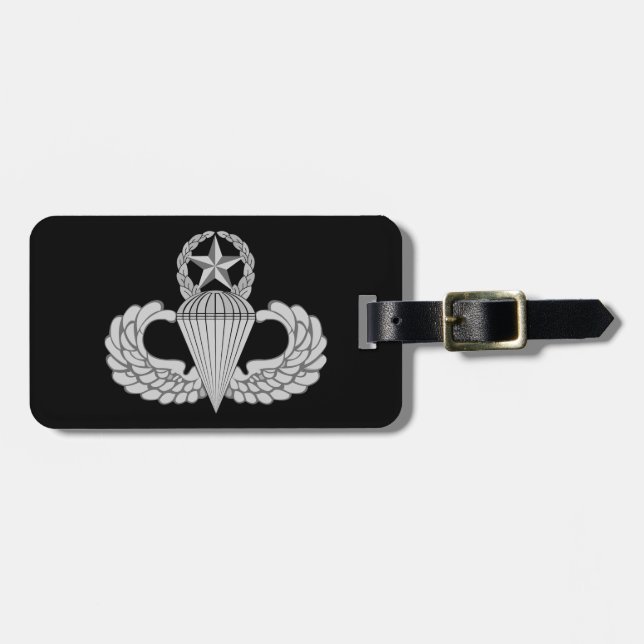 Master Jump/Parachutist Wings Luggage Tag (Front Horizontal)