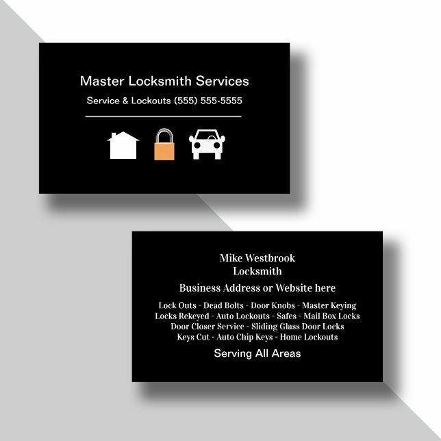 Master Locksmith Cartes de visite professionnels (Créateur téléchargé)