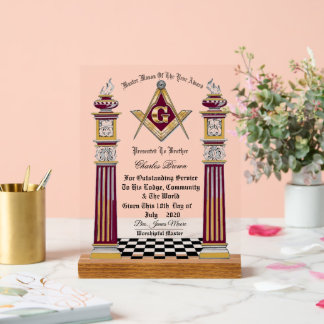 Master Masons of The year Award Acrylic Sign