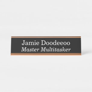 Master Multitasker Black Desk Name Plate