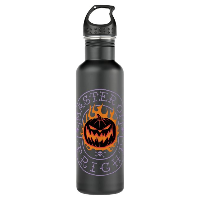 Master of Fright - Flaming Pumpkin Head 710 Ml Water Bottle (Front)
