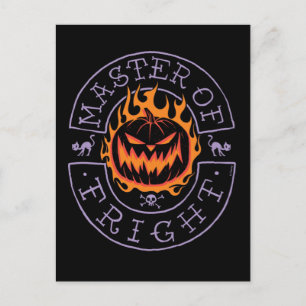 Master of Fright - Flaming Pumpkin Head Postcard