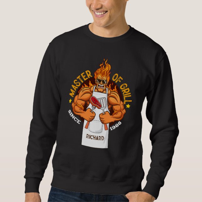 Master of Grill Fathers Day Gift BBQ Chef Dad Sweatshirt (Front)