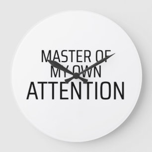 Master Of My Own Attention Minimalist Typewriter  Large Clock