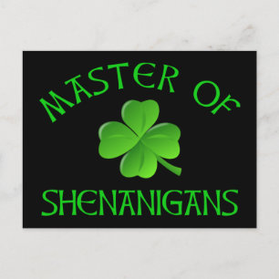 Master of Shenanigans Funny St. Patrick's Day Postcard