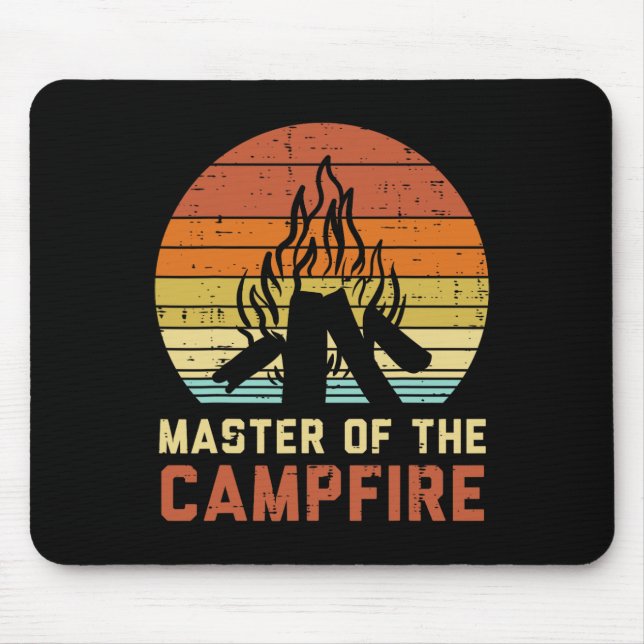 Master Of The Campfire Sunset Retro Bonfire Campin Mouse Pad (Front)