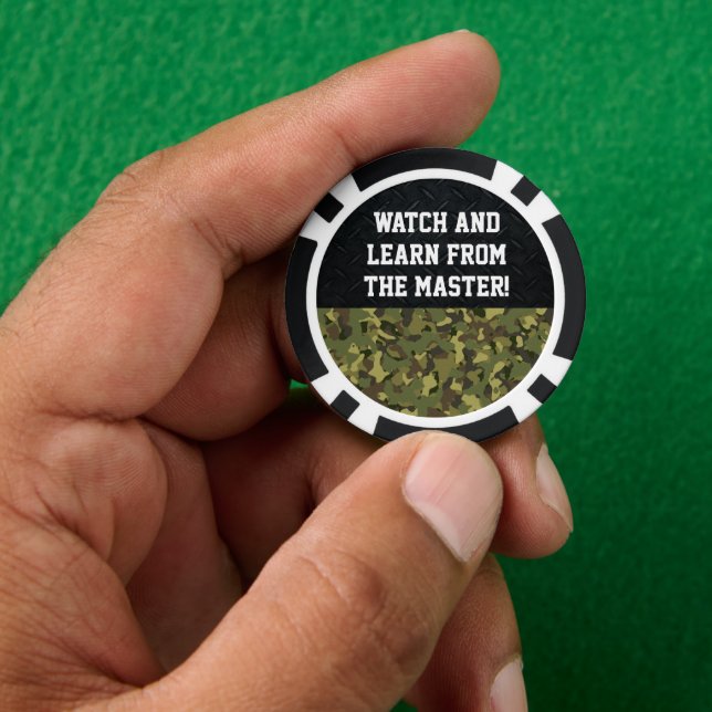Master Poker Player Camo Black Cool Funny Poker Chips (Hand)