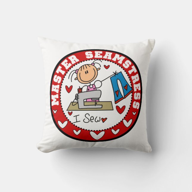Master Seamstress Throw Pillow (Front)
