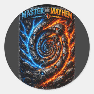 Master the Mayhem Skull – Fire vs Ice Electric Spl Classic Round Sticker