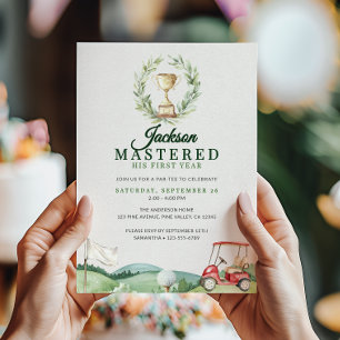 Mastered First Year Hole In One Golf 1st Birthday Invitation