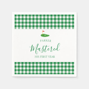 Mastered First Year One Hole In One Green Birthday Napkin