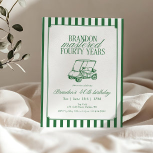 Mastered Forty Years Golf 40th Birthday Green  Invitation