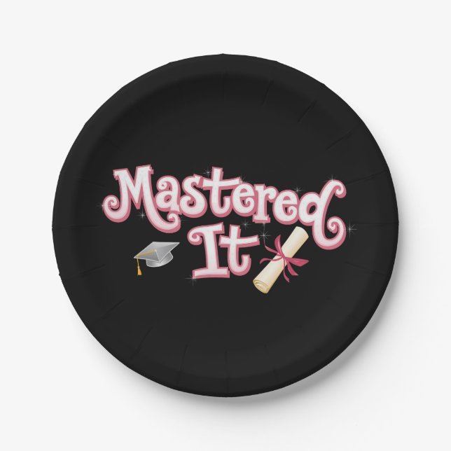 Mastered It Graduation Master's Degree Graduate Paper Plate (Front)