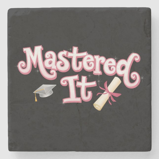 Mastered It Graduation Master's Degree Graduate Stone Coaster (Front)