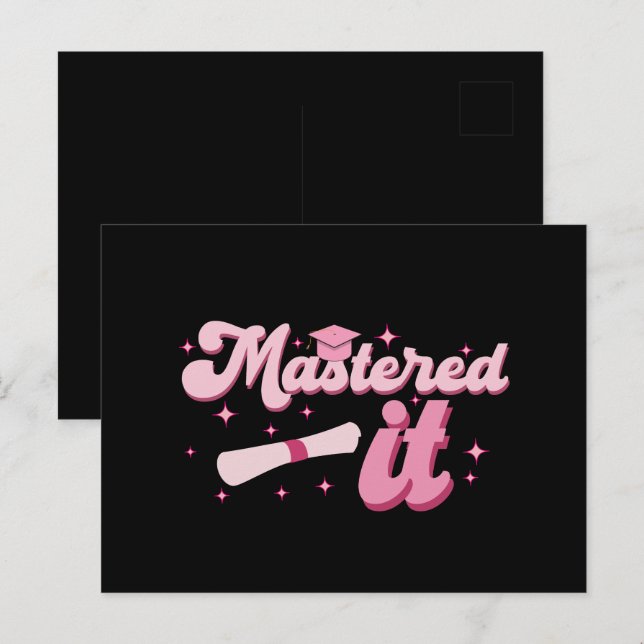 Mastered It Masters Degree Graduate MBA Graduation Postcard (Front/Back)