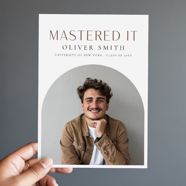 Mastered It Simple Arch Photo Graduation Party Invitation (Creator Uploaded)