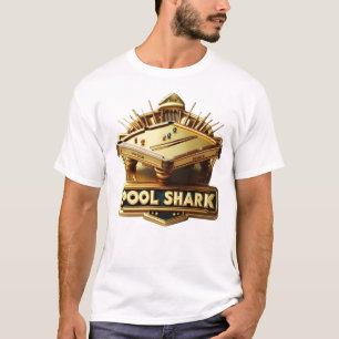 Mastering the Game: Pool Shark Logo on Pool Table T-Shirt