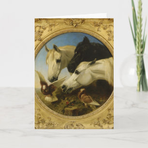 Masterpiece horse & dove painting John Herring Card
