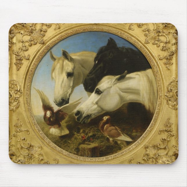 Masterpiece horse & dove painting John Herring Mouse Pad (Front)