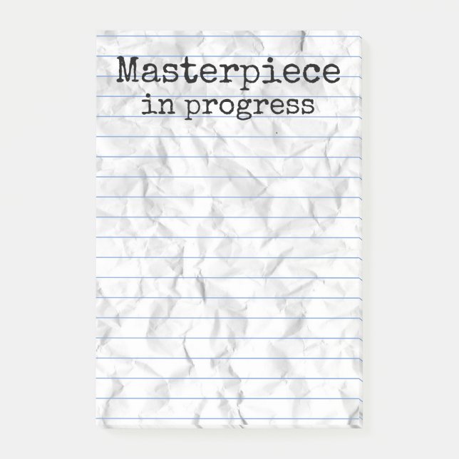 Masterpiece in progress on Ruled Crumpled 4x6 Post-it Notes (Front)