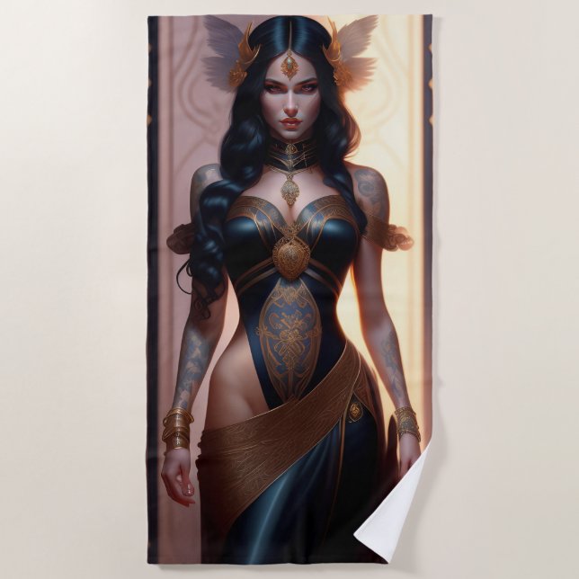 masterpiece of a goth girl Beach Towel (Front)