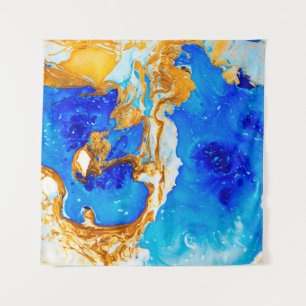 Masterpiece of designing art. Golden and blue pain Tapestry