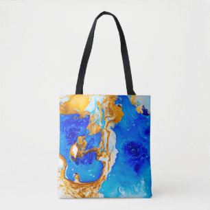 Masterpiece of designing art. Golden and blue pain Tote Bag