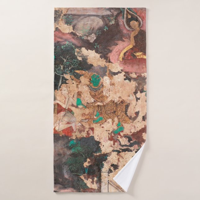 Masterpiece of traditional Thai style painting art Bath Towel (Bath Towel)