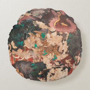 Masterpiece of traditional Thai style painting art Round Pillow