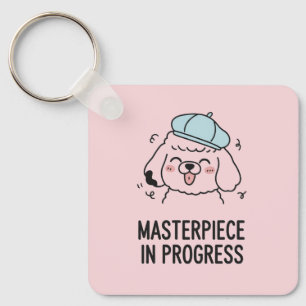 Masterpiece Poodle Rosy Pink Artistic Girly Design Keychain