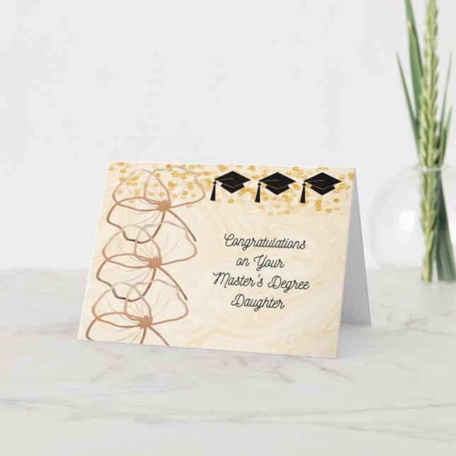 Master's Degree Card for Daughter with Rose Gold (Front)