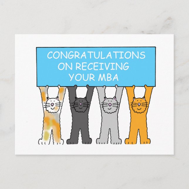Masters Degree Congratulations Cartoon Cats Postcard (Front)