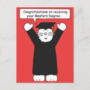 Masters Degree Congratulations Cat lover Postcard