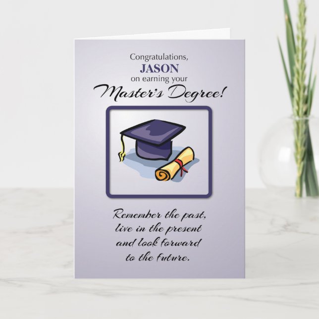 Master's Degree Custom Name Graduation Remember  Card (Front)