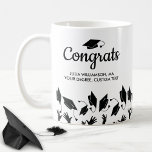 Masters Degree MA MS Graduation Gift Congrats Grad Coffee Mug<br><div class="desc">Celebrate your Masters,  Doctorate or Bachelor's degree grad with this awesome mug featuring graduation caps tossed in the air and congrats text.  Add your grad's name,  school,  degree,  etc.  The perfect coffee mug to use on the job,  school or at home.</div>