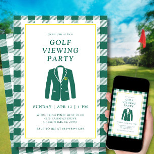  Masters Viewing Watch Party Golf Green Jacket Invitation