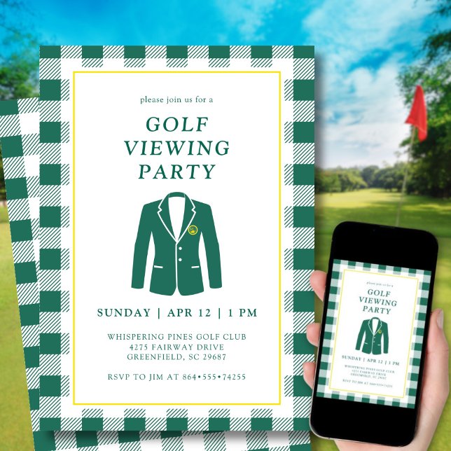  Masters Viewing Watch Party Golf Green Jacket Invitation (Personalize for your Masters watch party.)