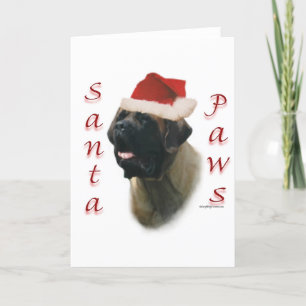 Mastiff (apricot2) Santa Paws Holiday Card