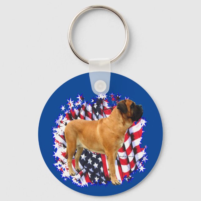 Mastiff (apricot) Patriot Keychain (Front)