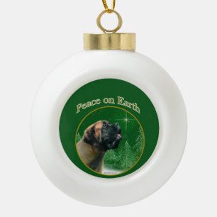 Mastiff  (apricot) Peace Ceramic Ball Christmas Ornament