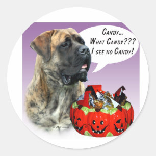 Mastiff (brindle) Halloween Candy Classic Round Sticker