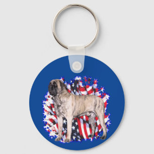 Mastiff (brindle) Patriot Keychain
