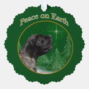 Mastiff (brindle) Peace Ornament Card