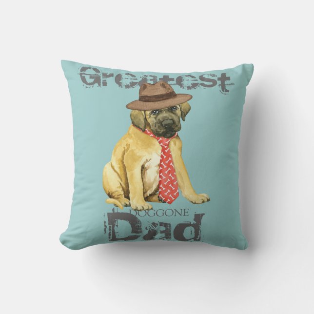 Mastiff Dad Throw Pillow (Front)