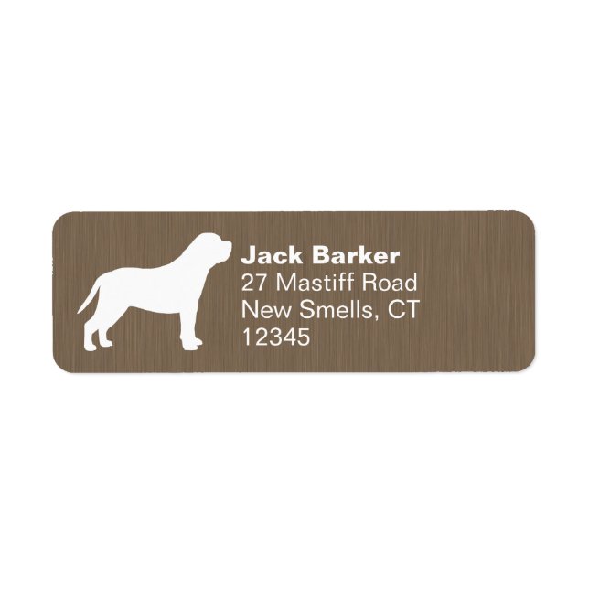 Mastiff Dog Breed Silhouette Return Address Labels (Front)